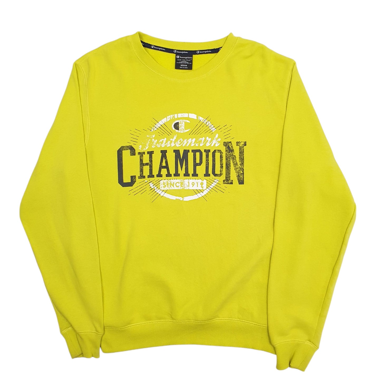 Mens Green Champion Spellout Crewneck Jumper