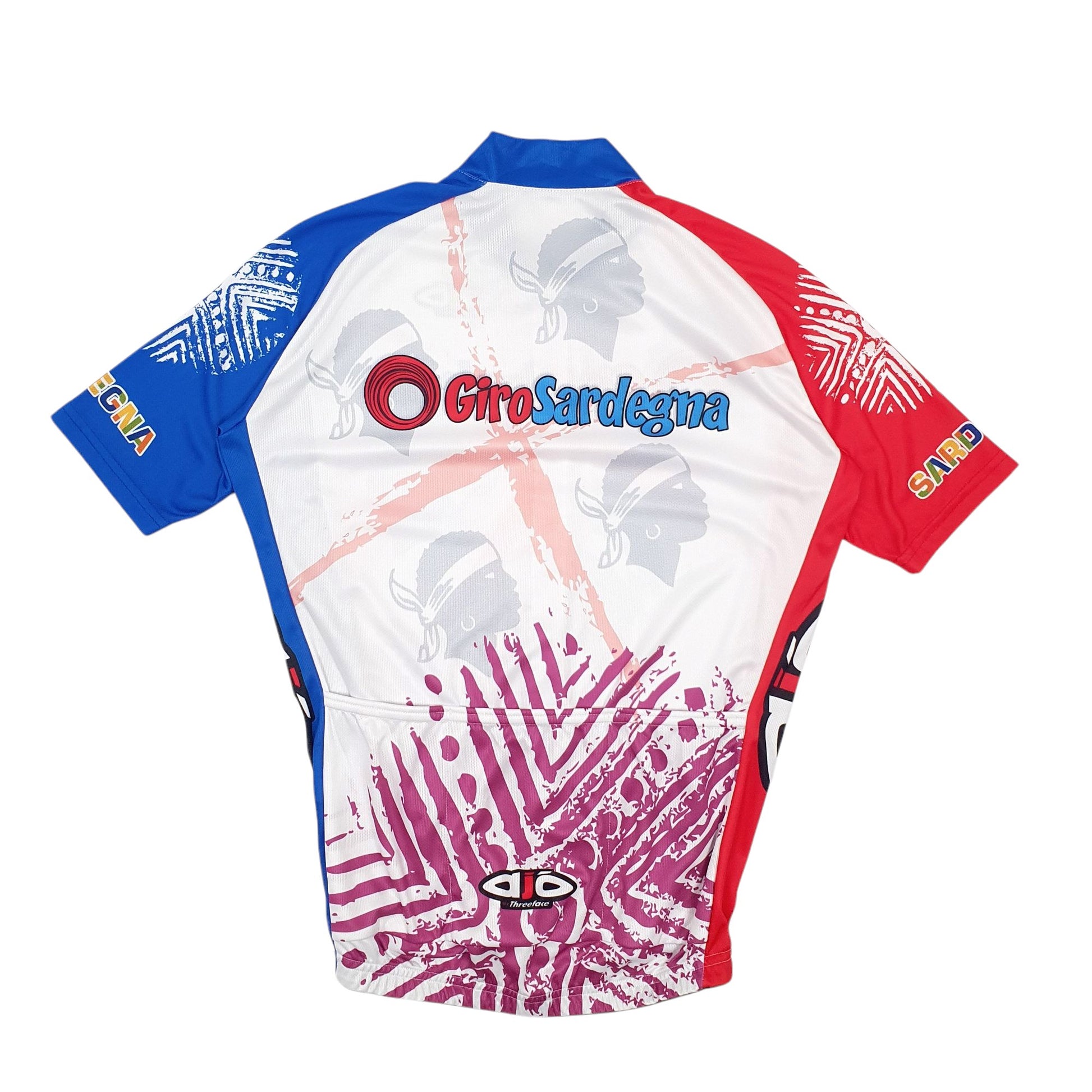 Mens White Three Face Cycling Jersey Giro Sardegna Short Sleeve T Shirt