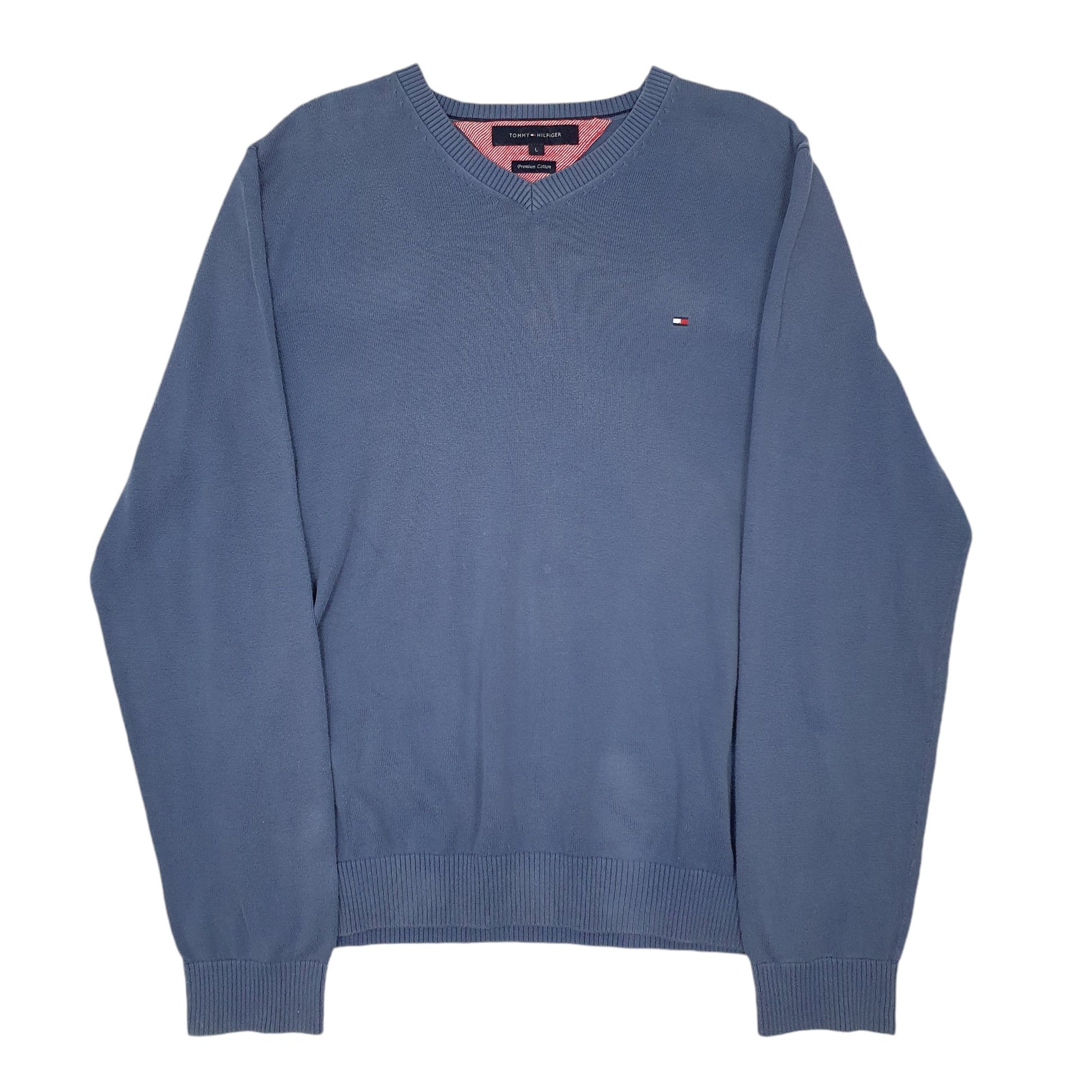 Mens Blue Tommy Hilfiger Premium Cotten Crewneck Jumper