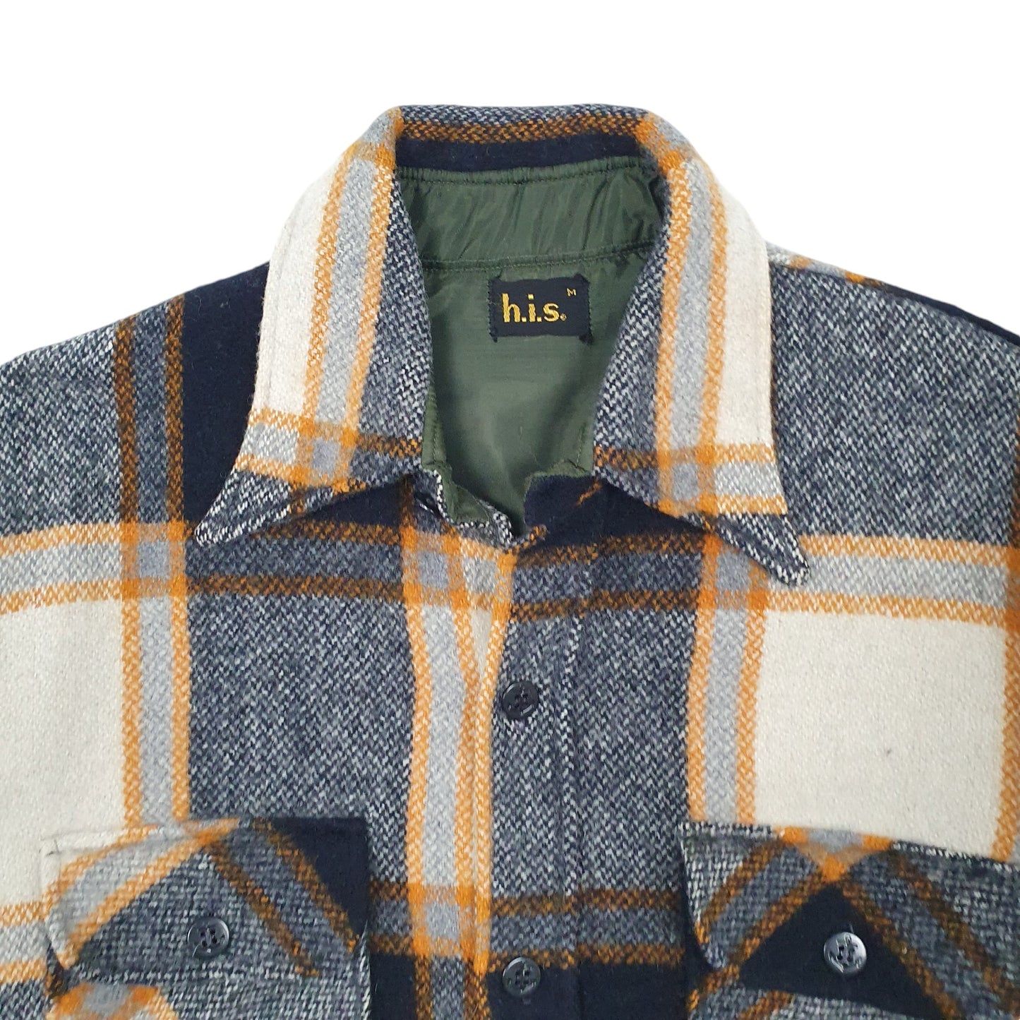 Mens Black h.i.s Vintage 1980s 90s Plaid Shacket Shirt  Coat