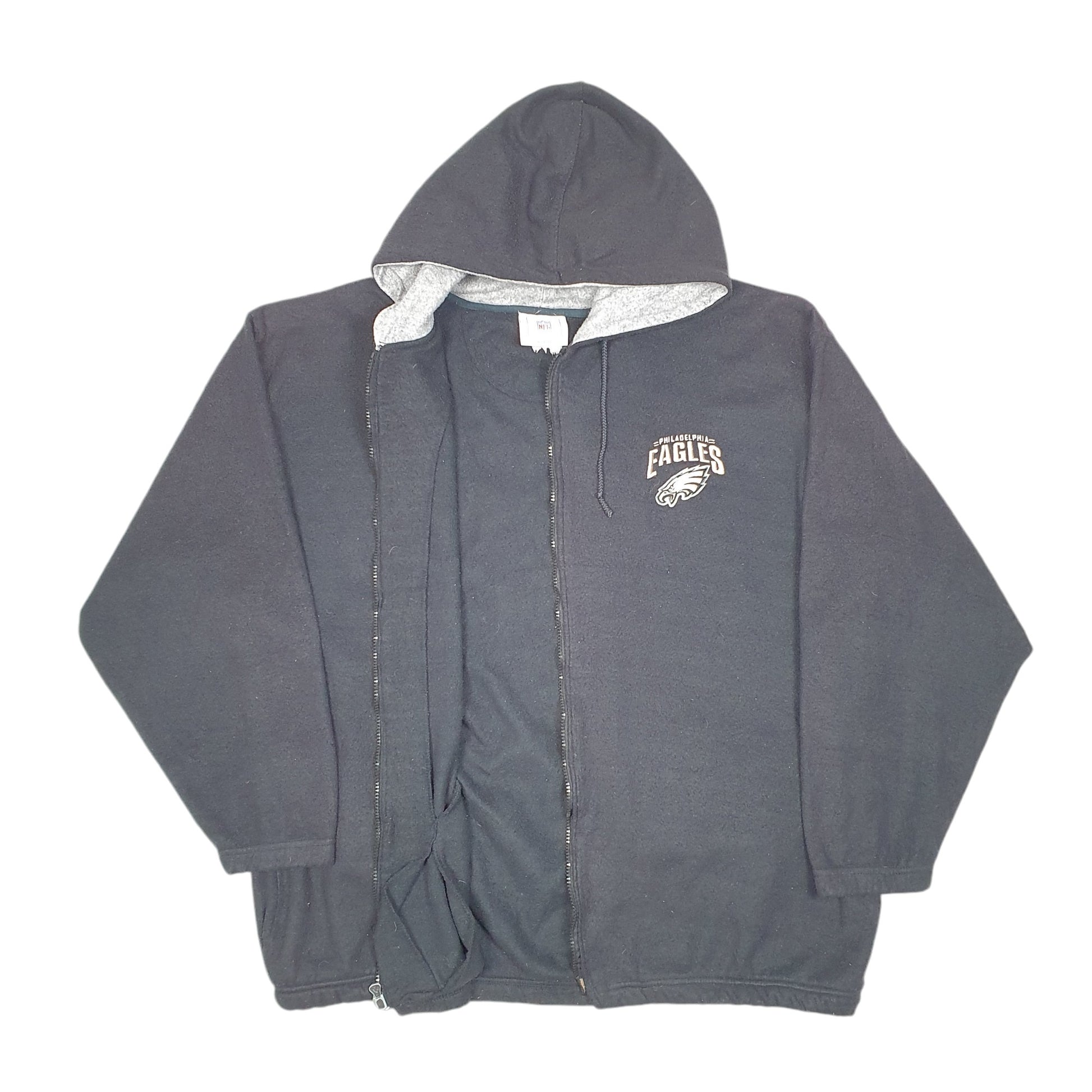 Mens Black NFL Hoodie Philadelphia Eagles American Football Full Zip Jumper