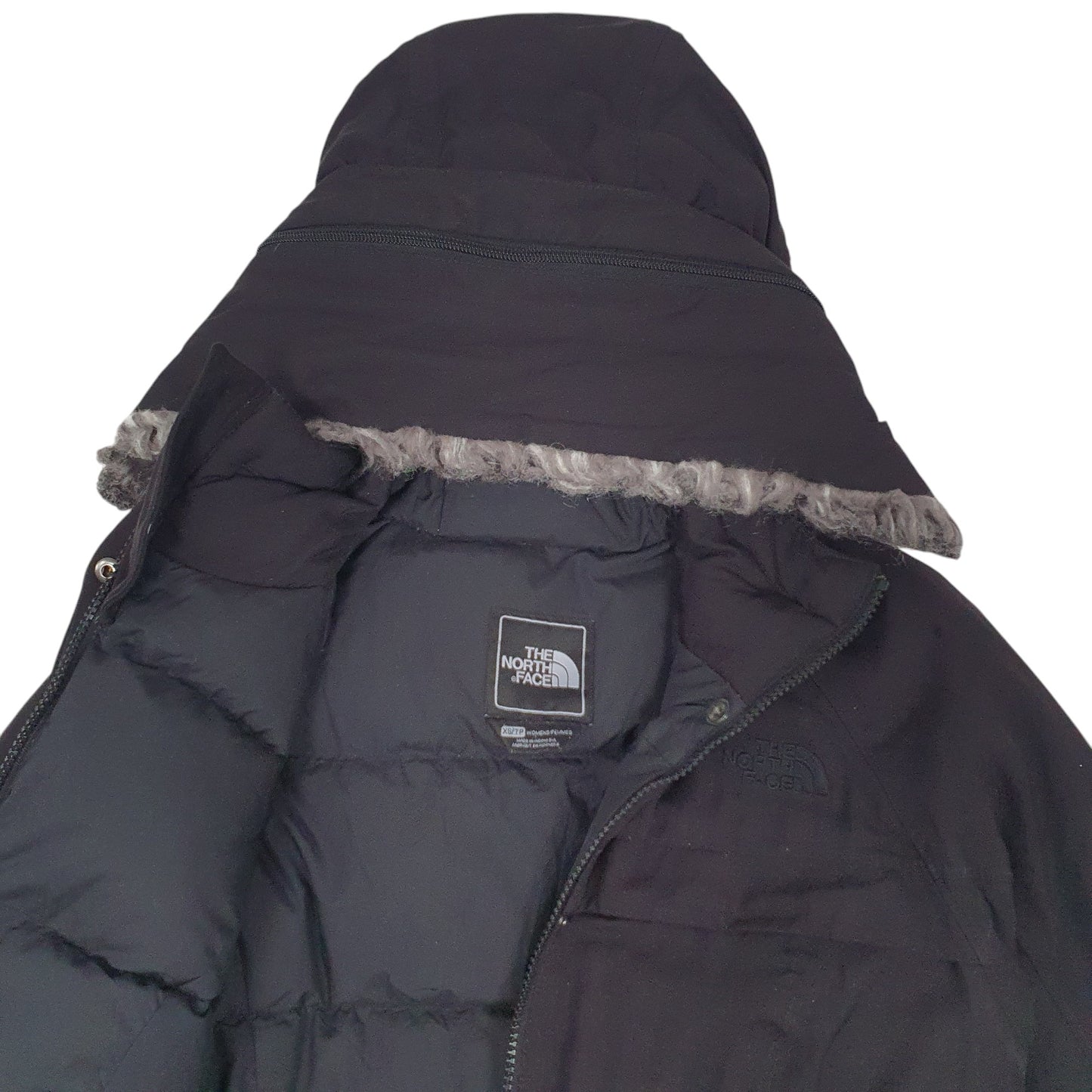 Womens Black The North Face Puffer Long Line Trench  Coat