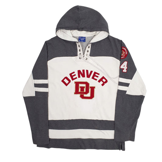 Mens Grey Champion Heritage Denver Pioneers Hockey Hoodie Jumper