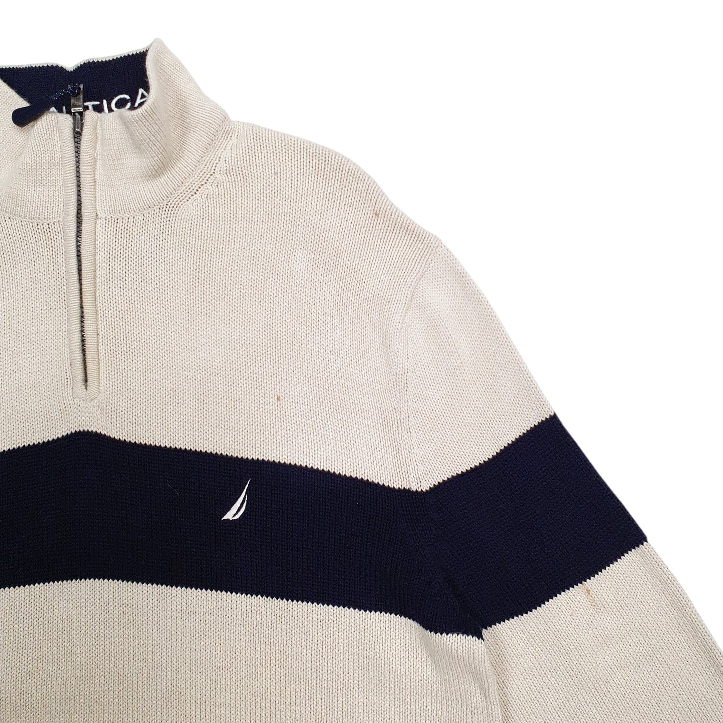 Mens Cream Nautica Knit Quarter Zip Jumper