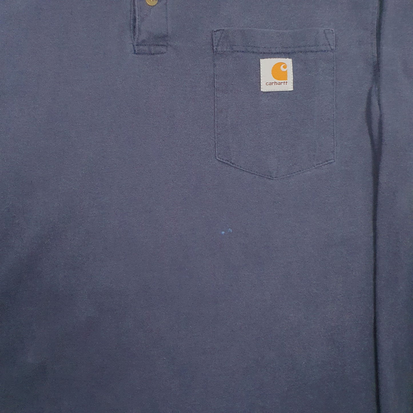 Mens Navy Carhartt Henley Long Sleeve T Shirt