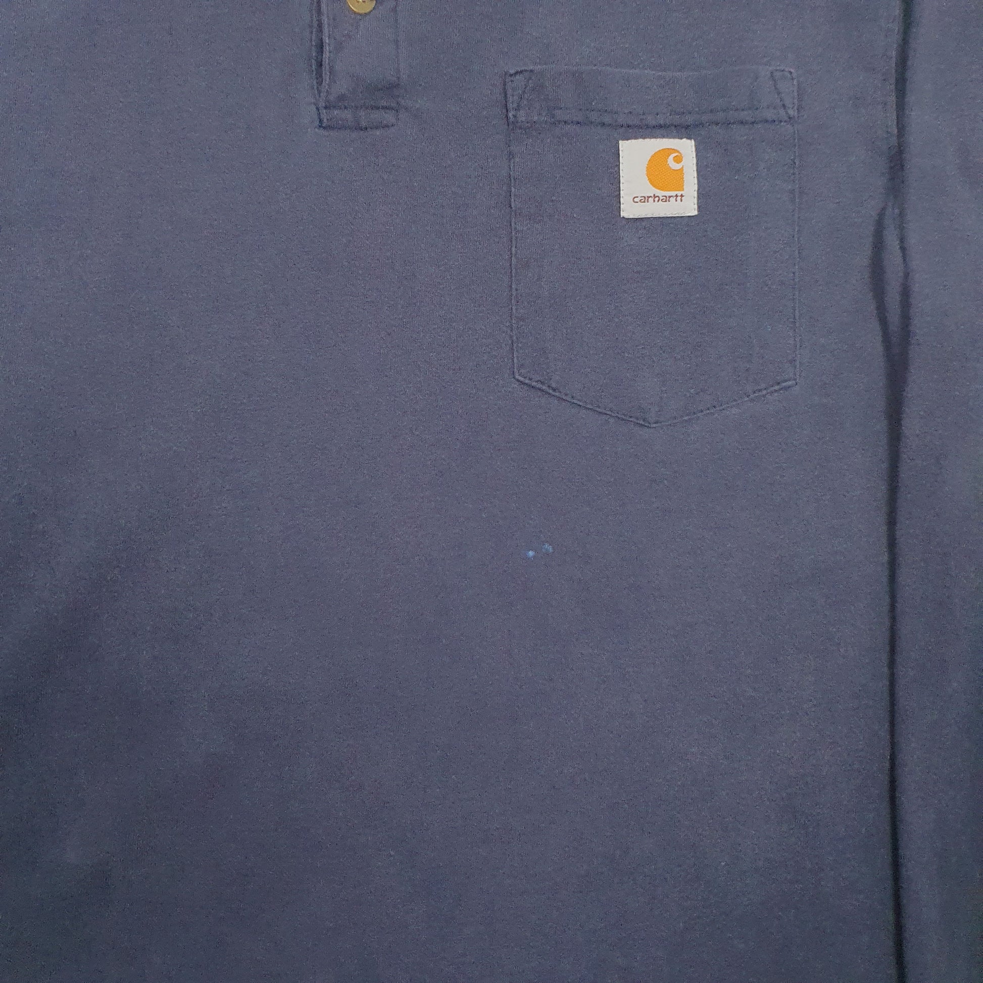 Mens Navy Carhartt Henley Long Sleeve T Shirt