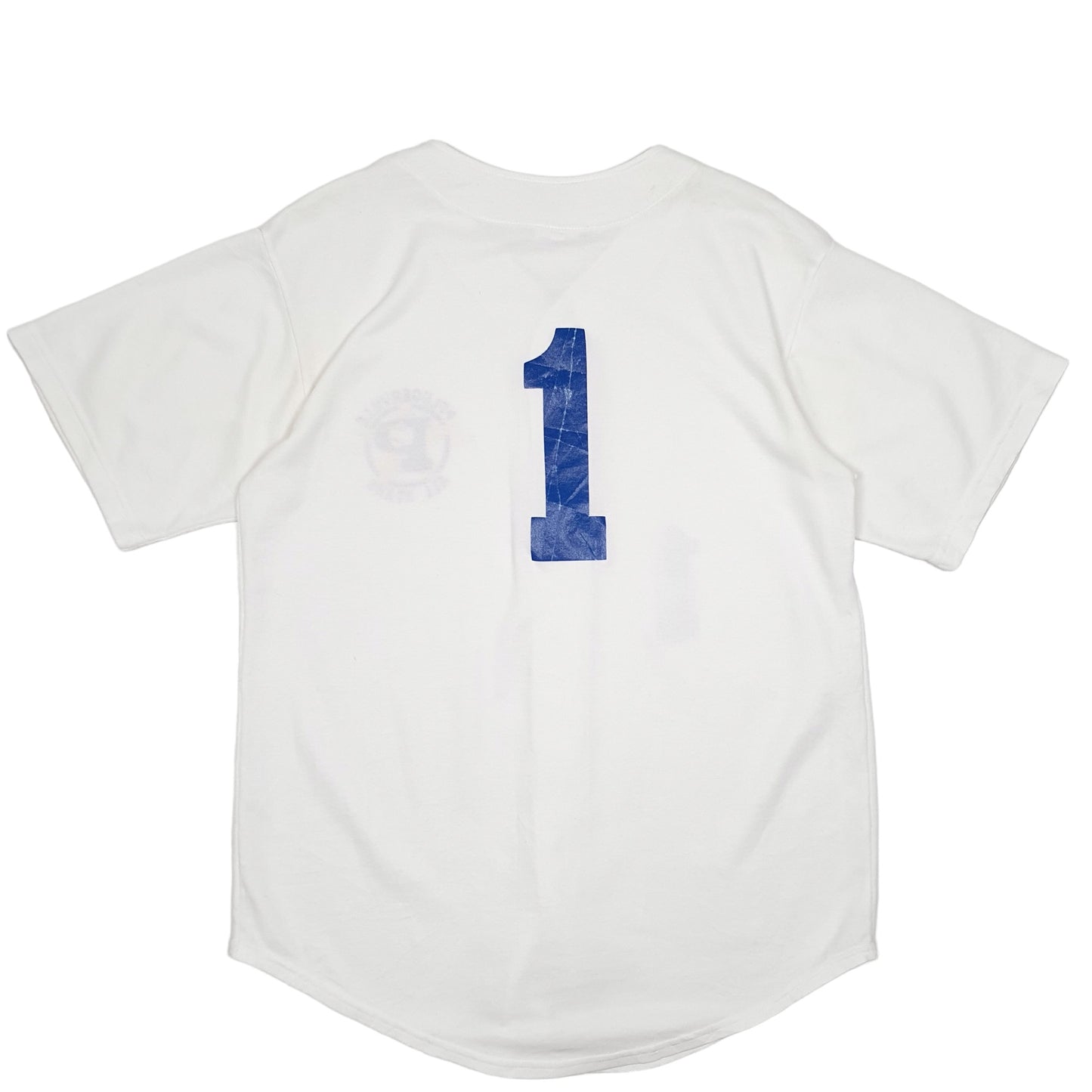 Mens White Teamwork Baseball Jersey PF Lugerville All Stars 1997 Made In USA Vintage Short Sleeve T Shirt