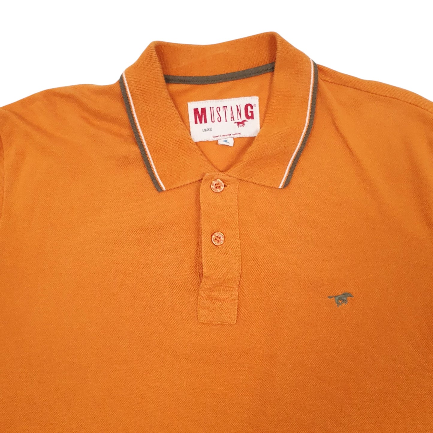 Mens Orange Mustang  Short Sleeve Polo Shirt