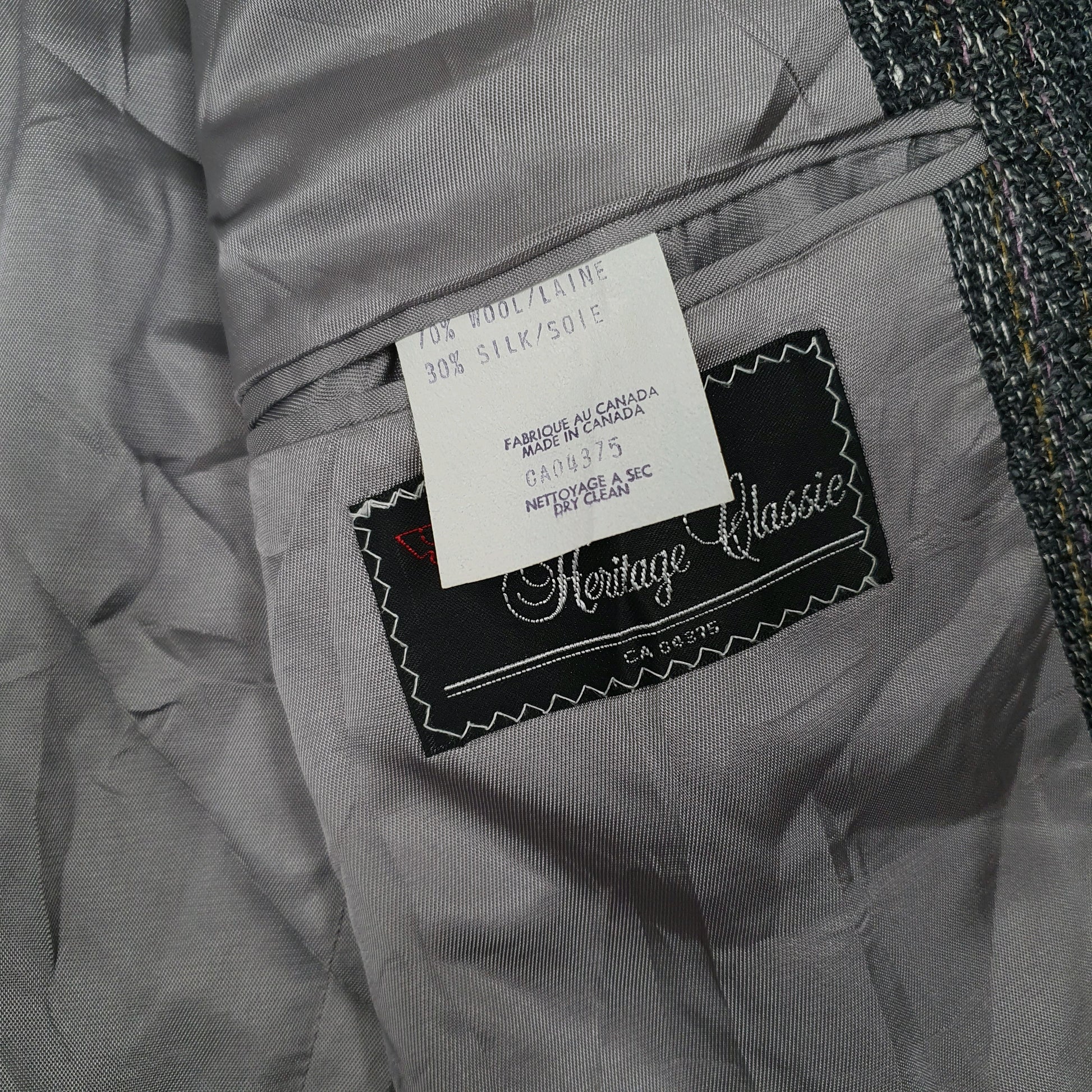 Mens Grey Heritage Classic Silk Vintage 80s Made In Canada  Coat