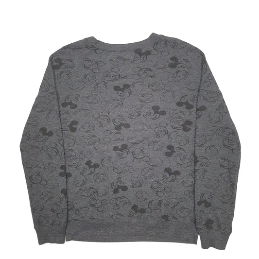 Womens Grey Disney Happy Spellout Mickey Mouse Long Sleeve T Shirt