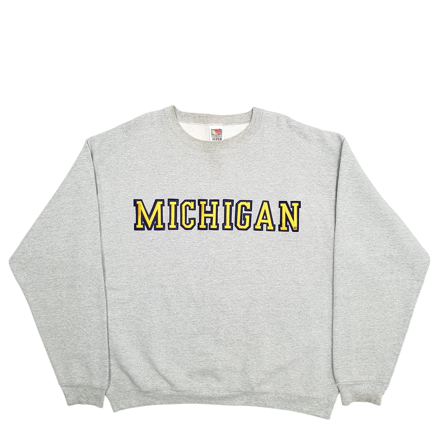 Mens Grey Fruit Of The Loom Michigan Spellout Crewneck Jumper