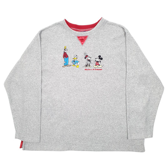 Womens Grey Disney Mickey Mouse Donald Minnie Goofy Crewneck Jumper
