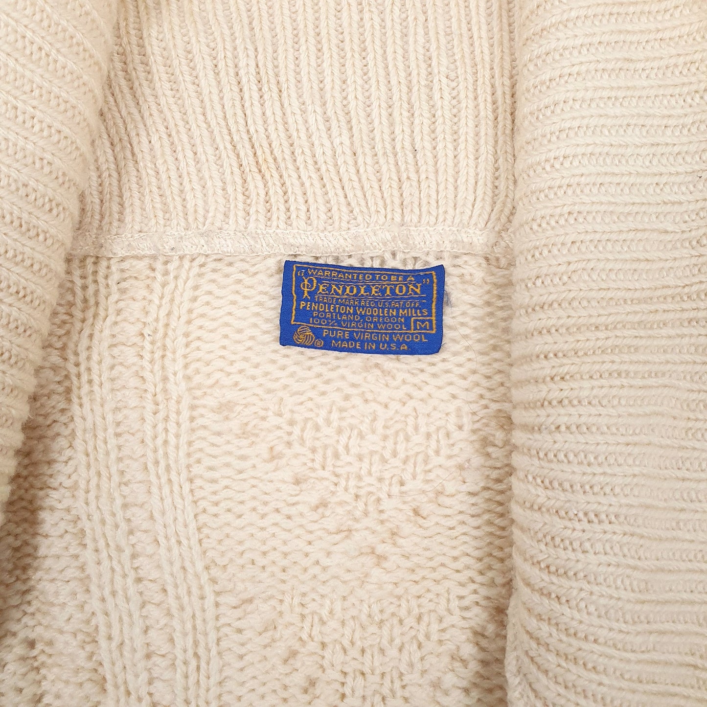 Womens Cream Pendleton Made In USA Cable Knit Knitwear Cardigan Jumper