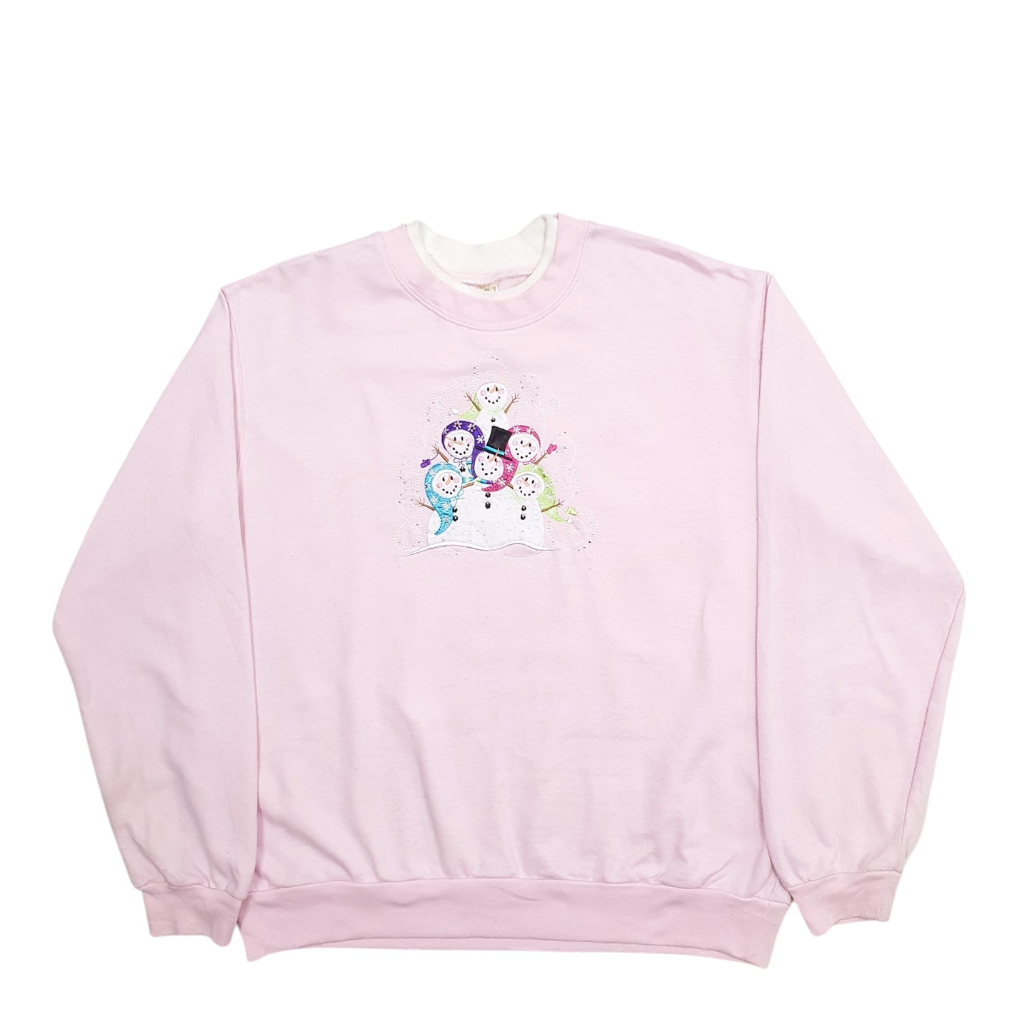 Womens Pink Decorated Originals Snowmen Crewneck Jumper