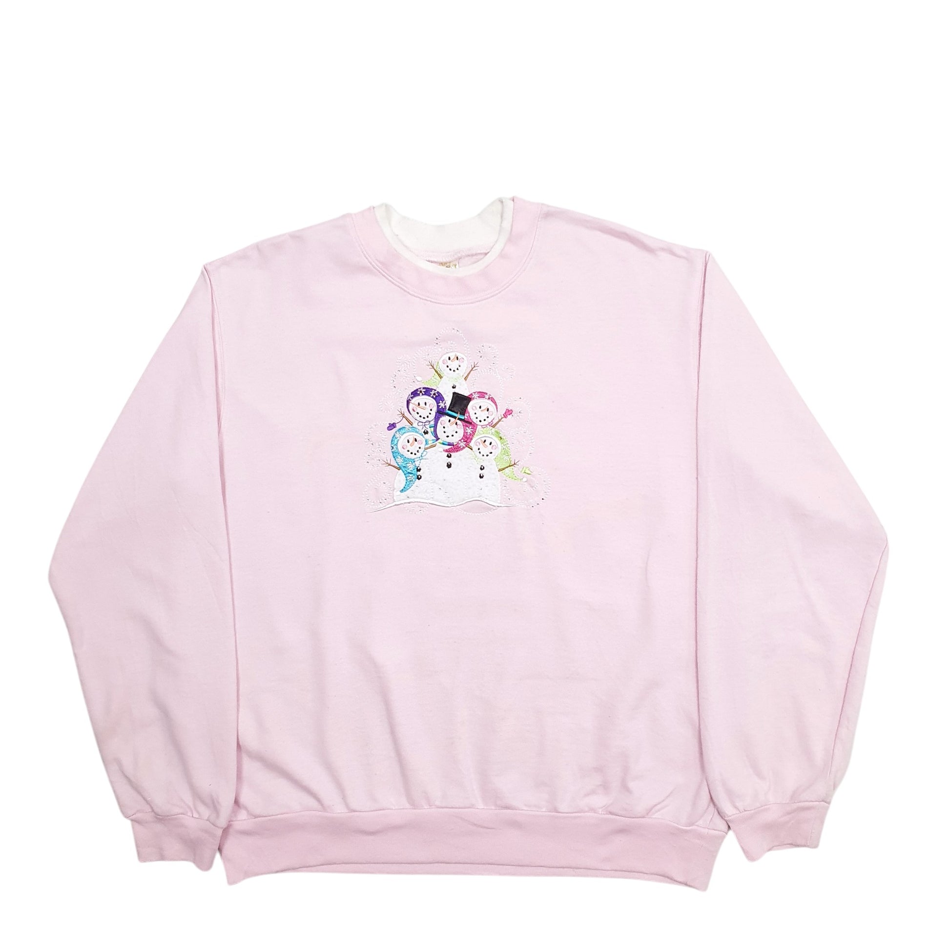 Womens Pink Decorated Originals Snowmen Crewneck Jumper