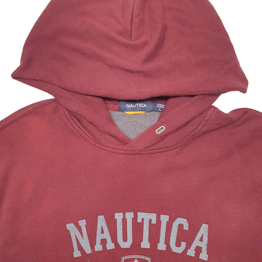 Mens Burgundy Nautica Spellout Hoodie Jumper