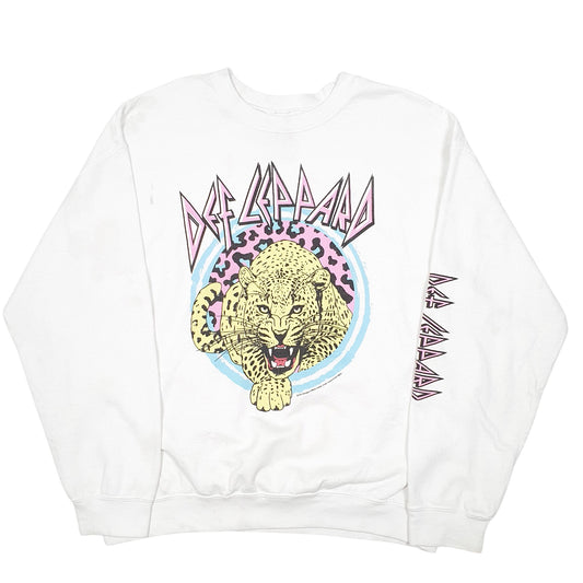Mens White American Classics Def Leppard Spellout Crewneck Jumper