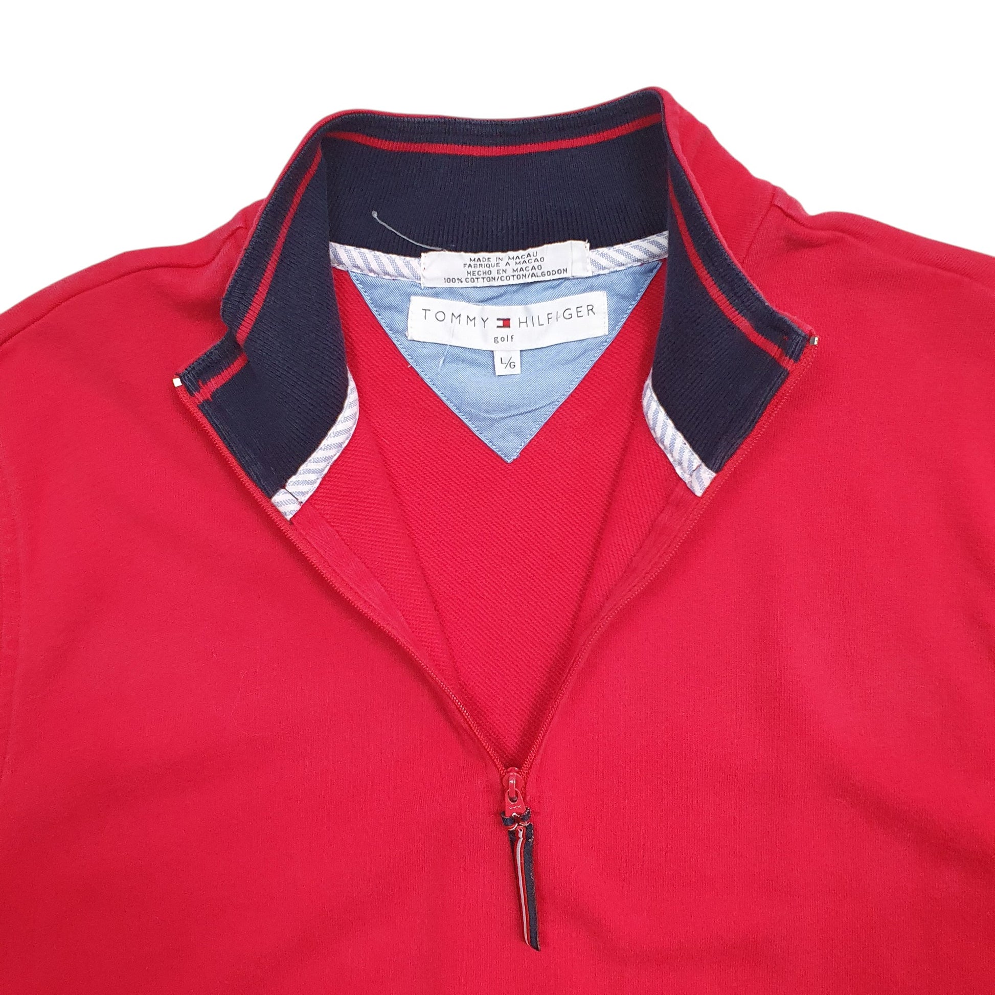 Mens Red Tommy Hilfiger Golf Quarter Zip Jumper