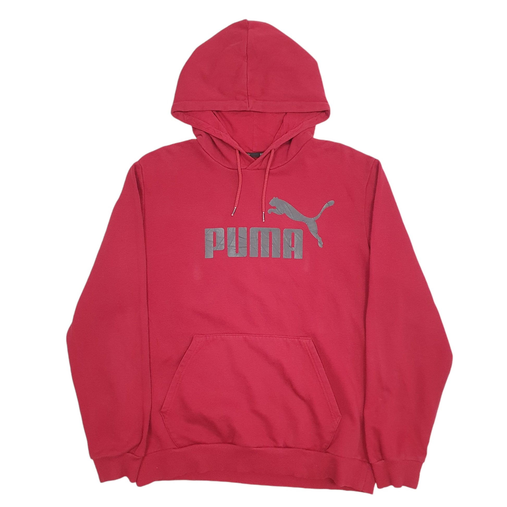 Mens Red Puma Spellout Hoodie Jumper