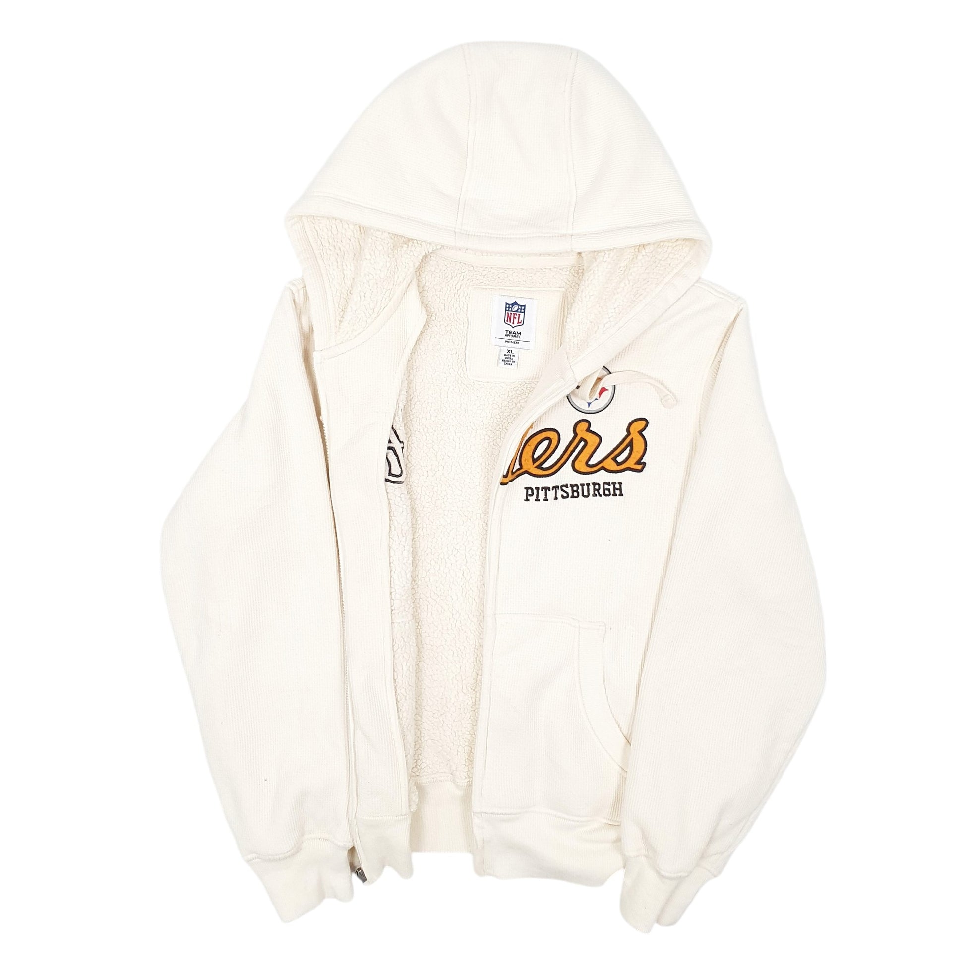 Womens Cream NFL Steelers Pittsburgh Full Zip Jumper