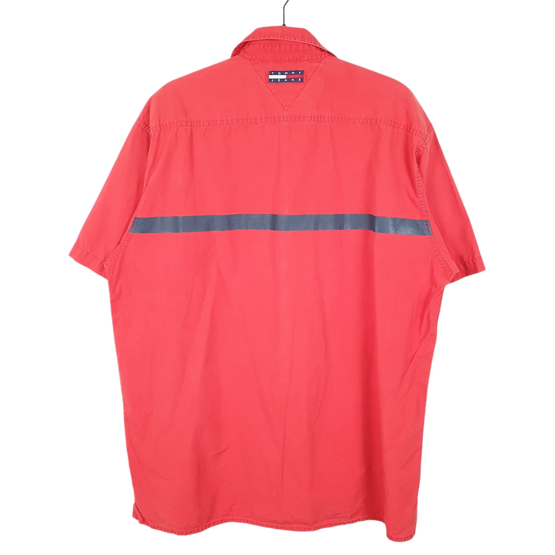 Mens Red Tommy Hilfiger Jeans Short Sleeve Shirt