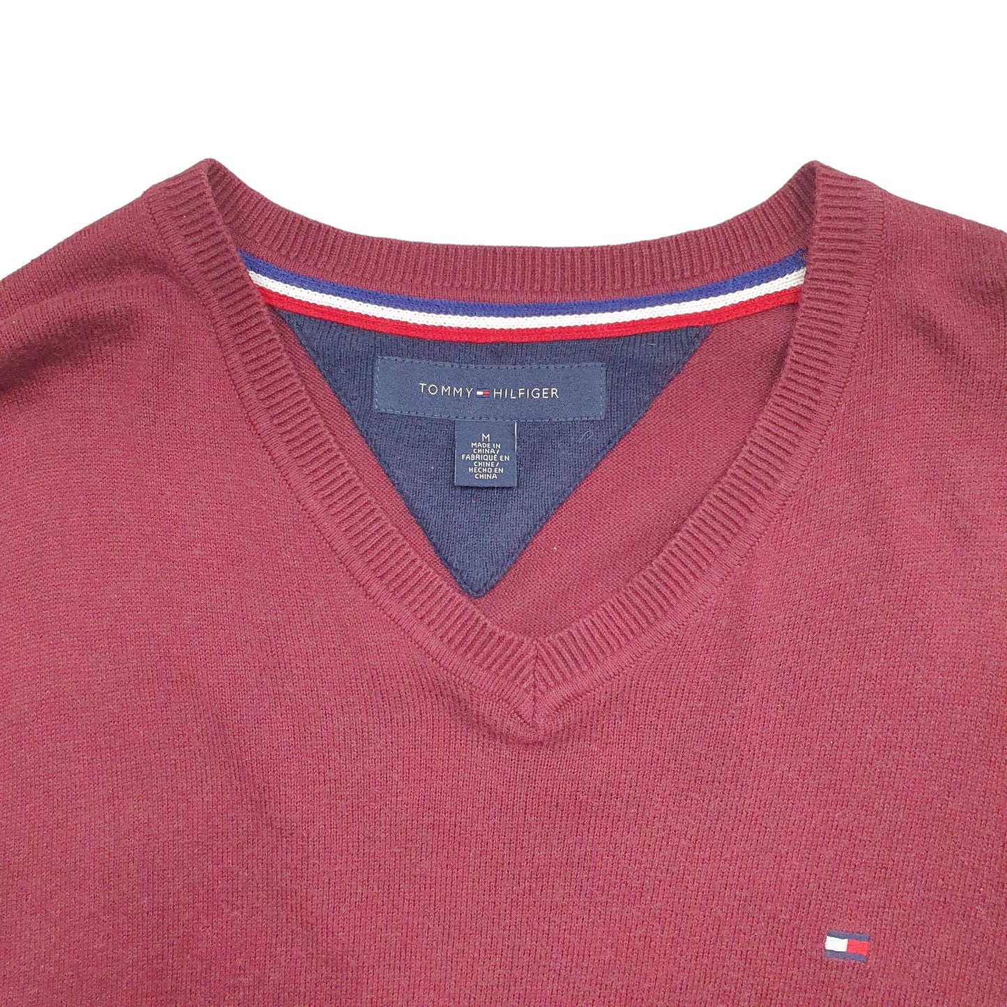 Mens Burgundy Tommy Hilfiger Knit Crewneck Jumper