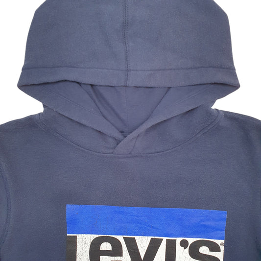 Womens Navy Levis Spellout Hoodie Jumper