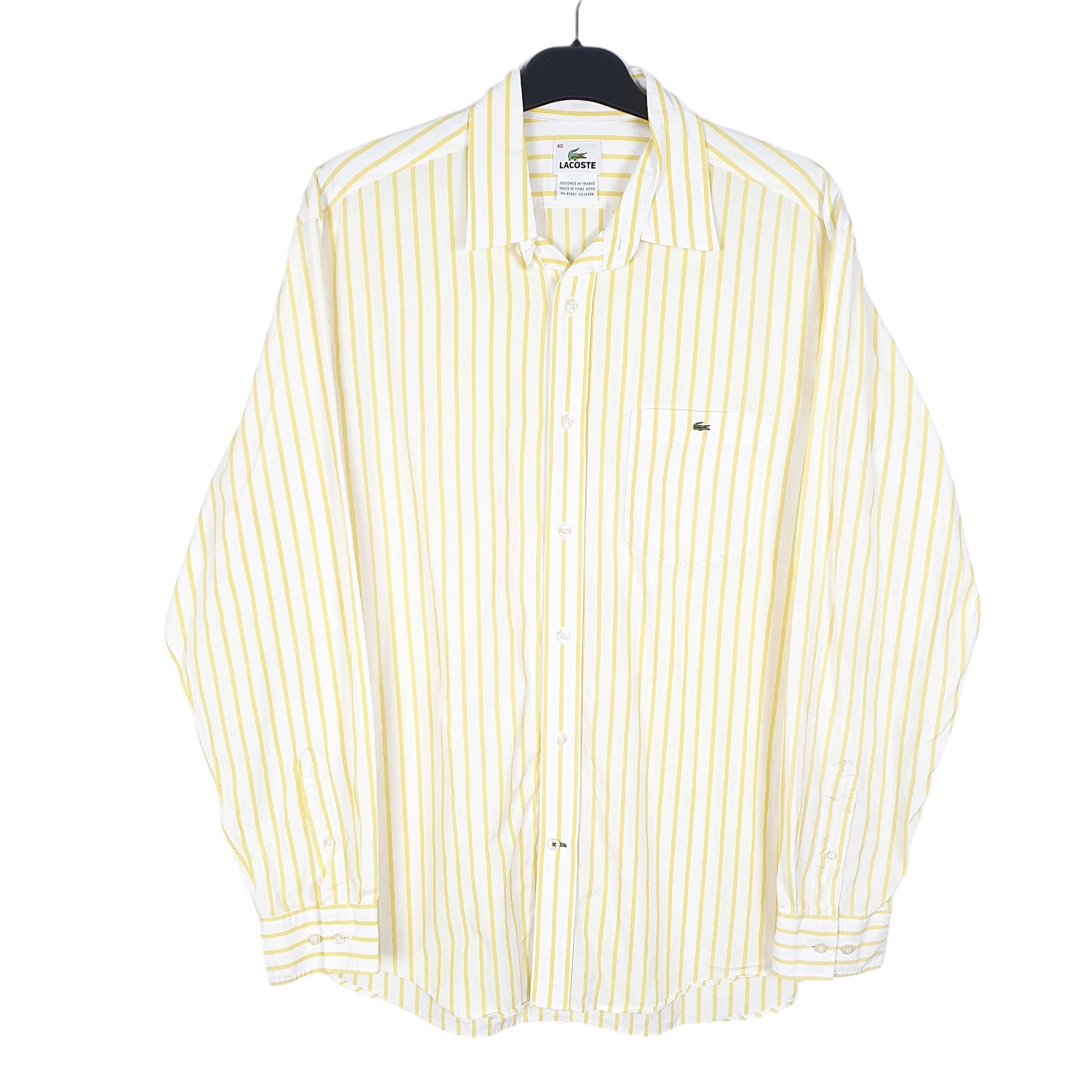 Mens White Lacoste  Long Sleeve Shirt