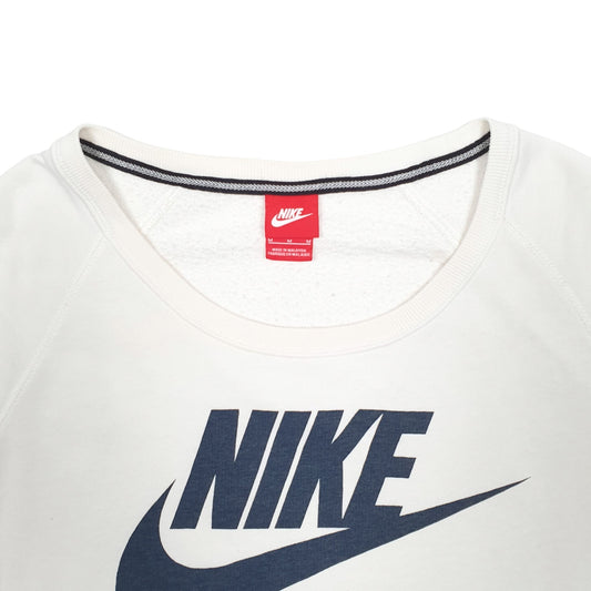 Womens White Nike Spellout Crewneck Jumper