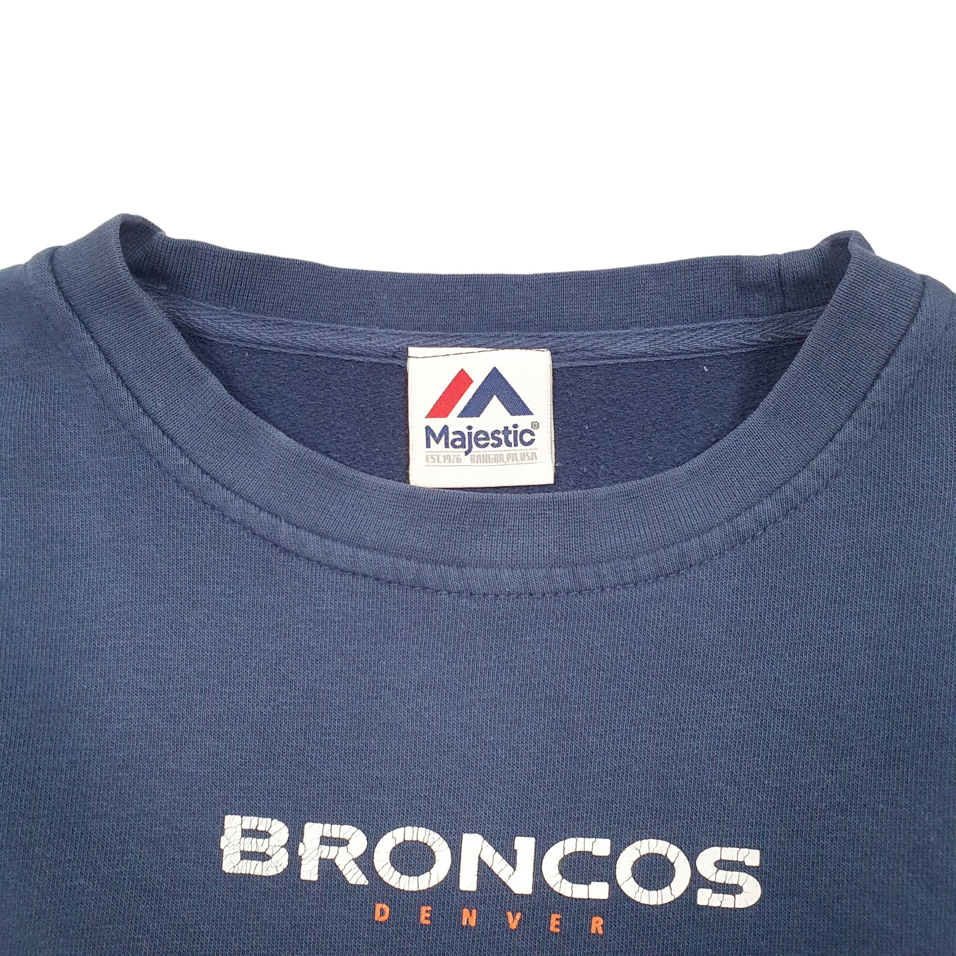 Mens Navy Majestic Denver Broncos American Football Crewneck Jumper