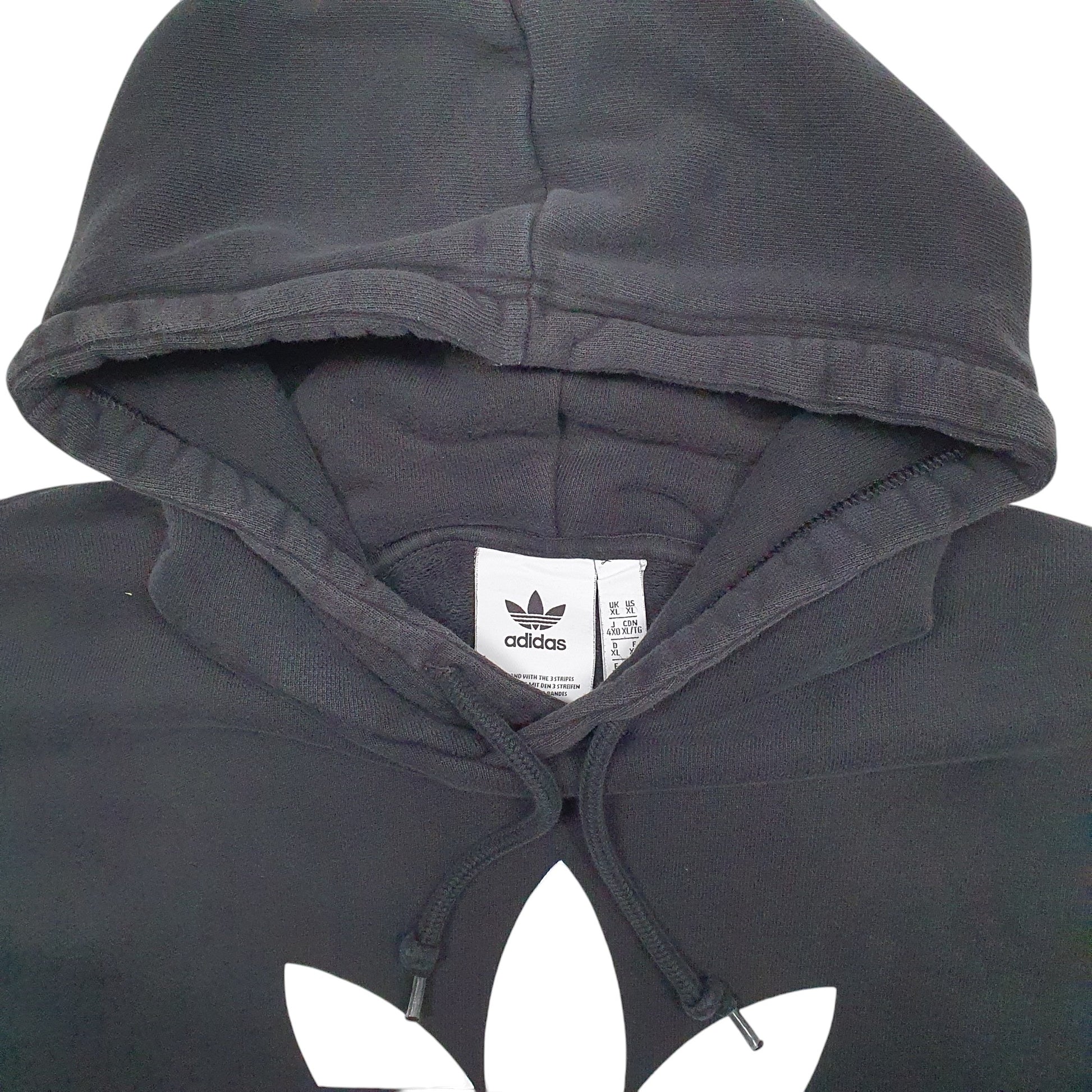 Mens Black Adidas Spellout Hoodie Jumper