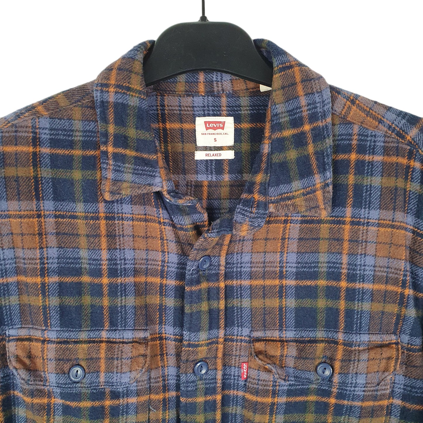 Mens Navy Levis Flannel Overshirt Shacket Long Sleeve Shirt