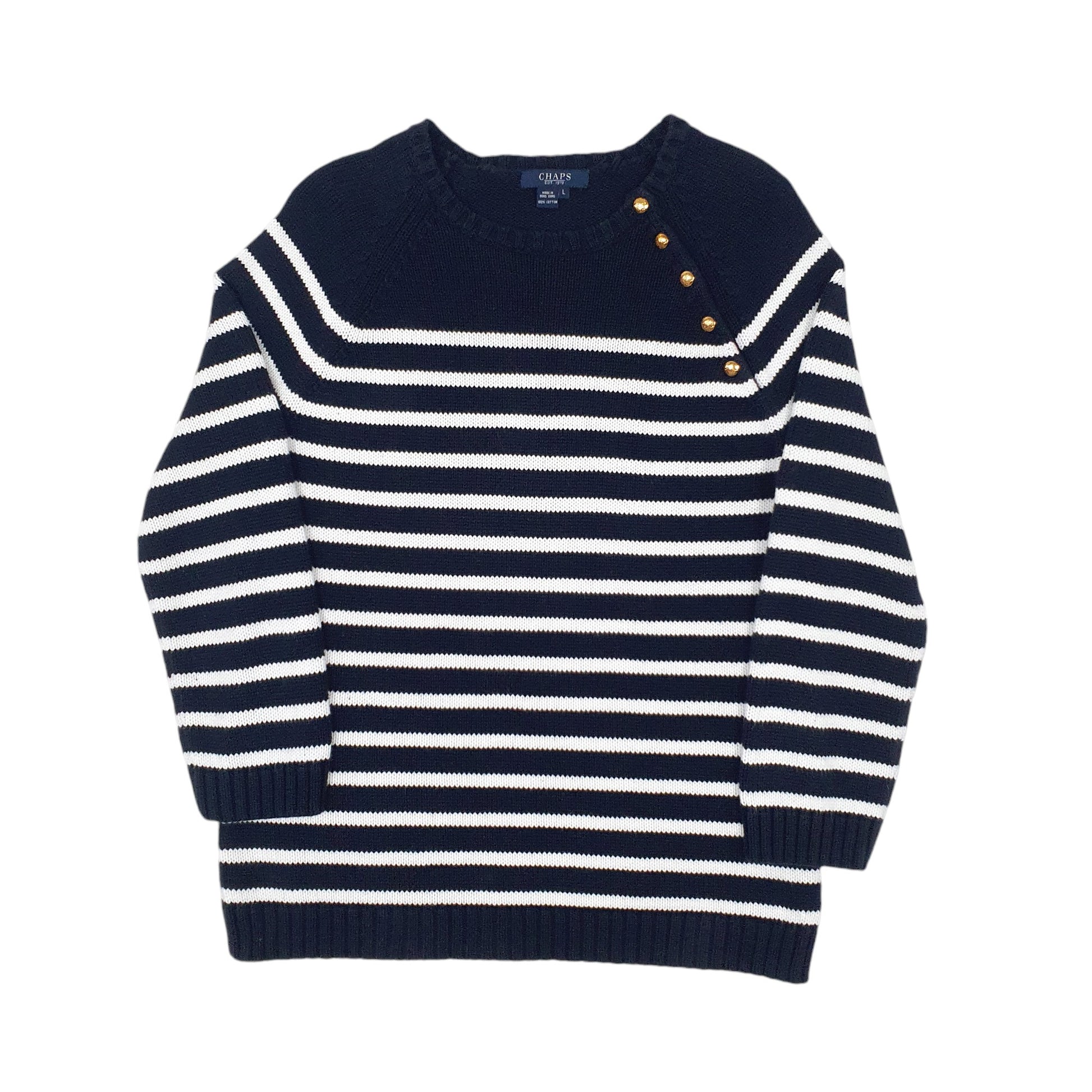 Womens Black Chaps Made in Hongkong Knitwear Crewneck Jumper