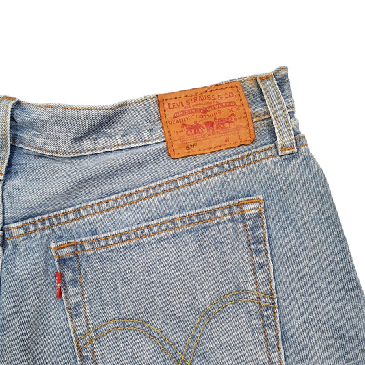 Womens Blue Levis 501 Jorts Hot Pants Disressed Denim Shorts