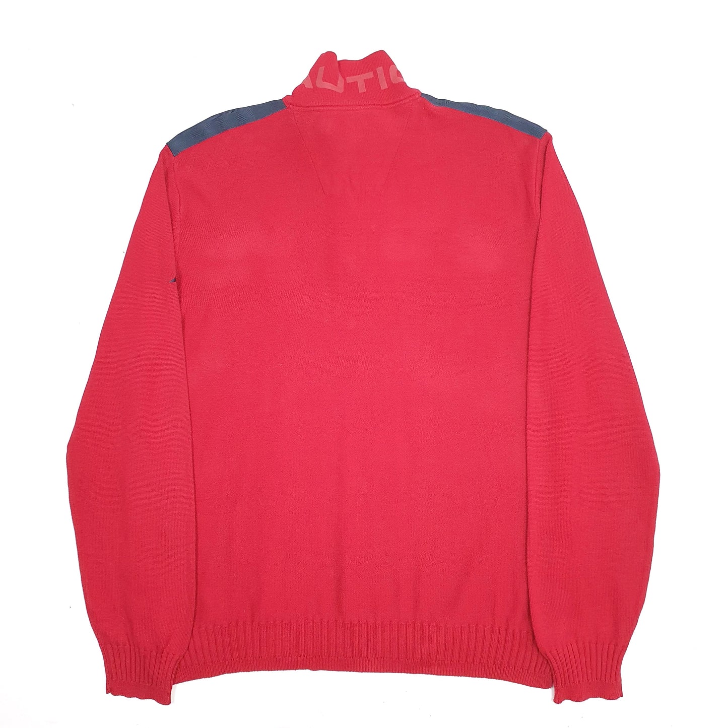 Mens Red Nautica Knit Quarter Zip Jumper