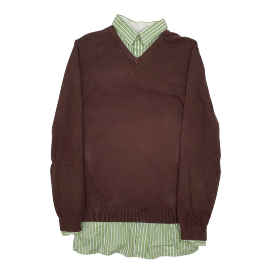 Mens Brown Van Heusen Reworked Crewneck Jumper