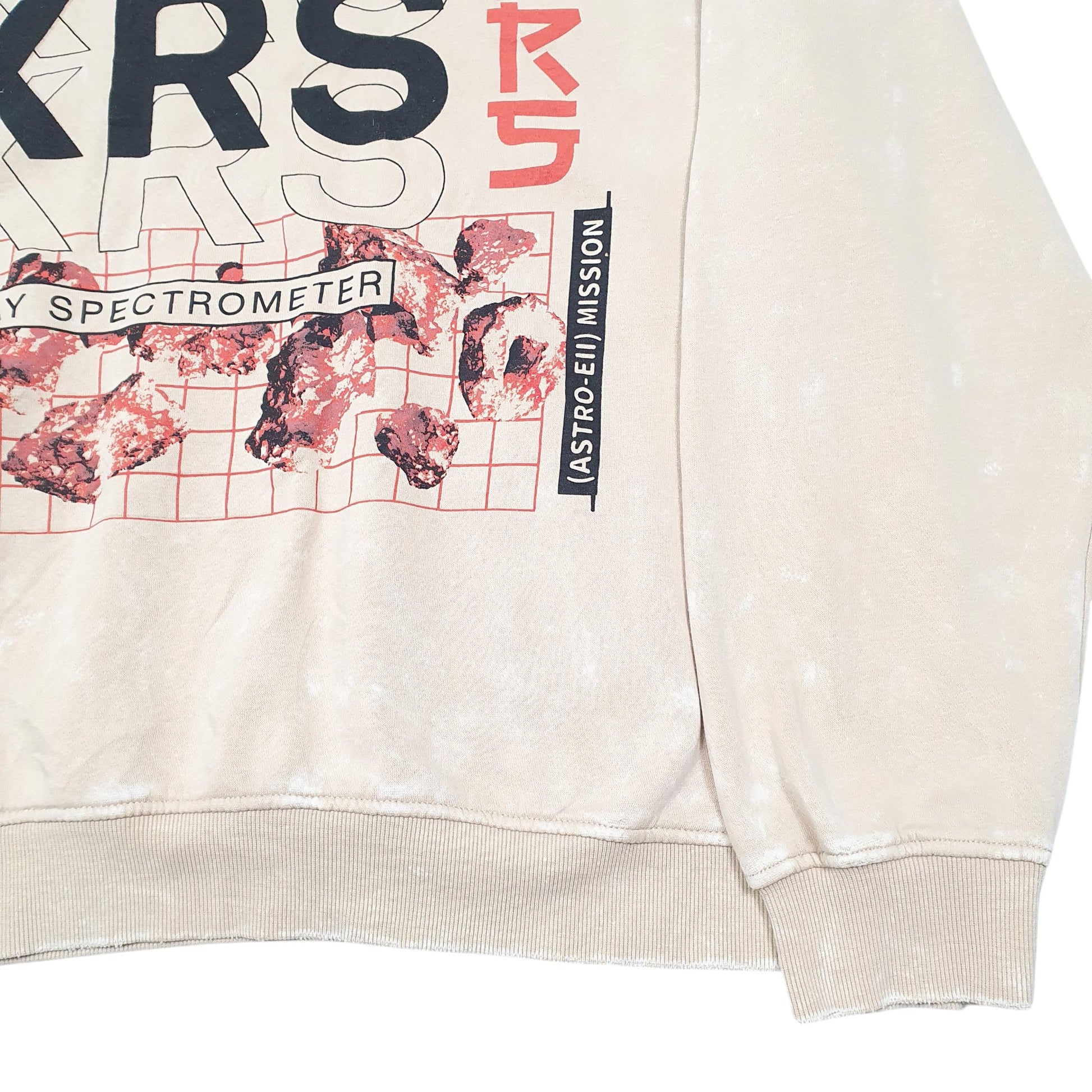 Mens Beige Hyper Space Nasa Space Spellout Hoodie Jumper