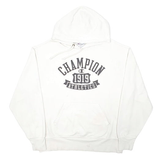 Mens Cream Champion Athletics Hoodie Jumper