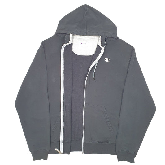 Mens Black Champion Hoodie Full Zip Jumper