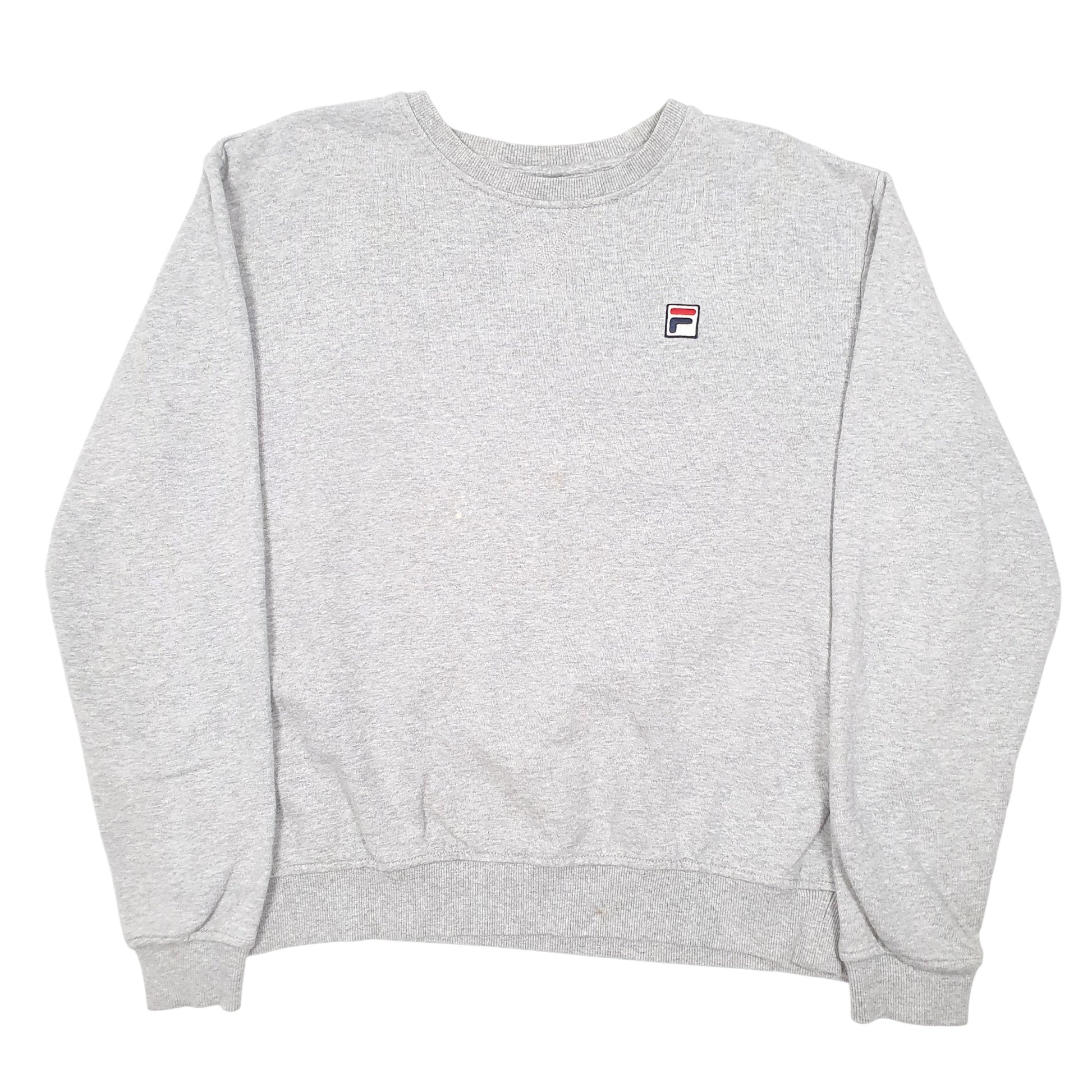 Mens Grey Fila Spellout Crewneck Jumper