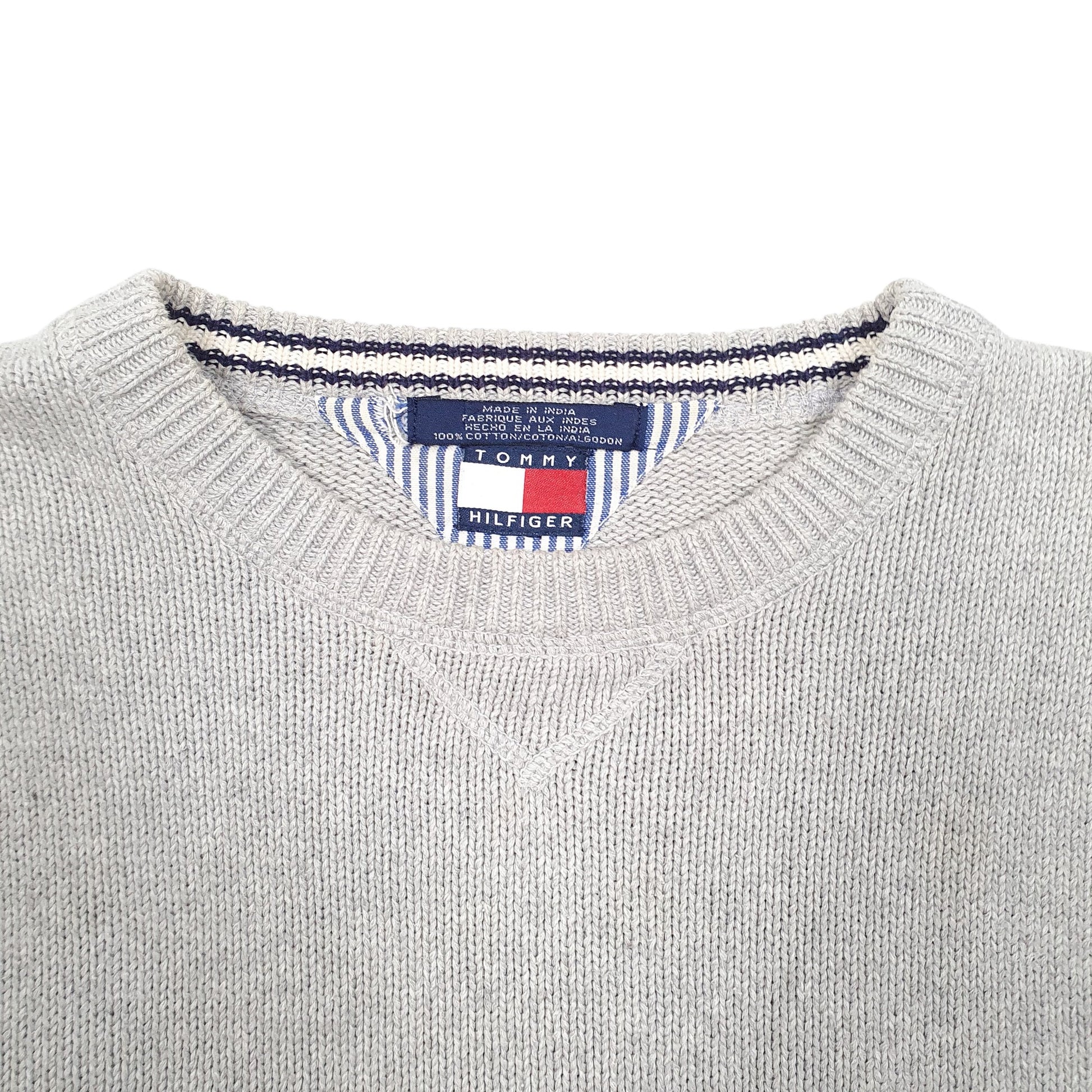 Mens Grey Tommy Hilfiger Vintage 90s Knit Crewneck Jumper