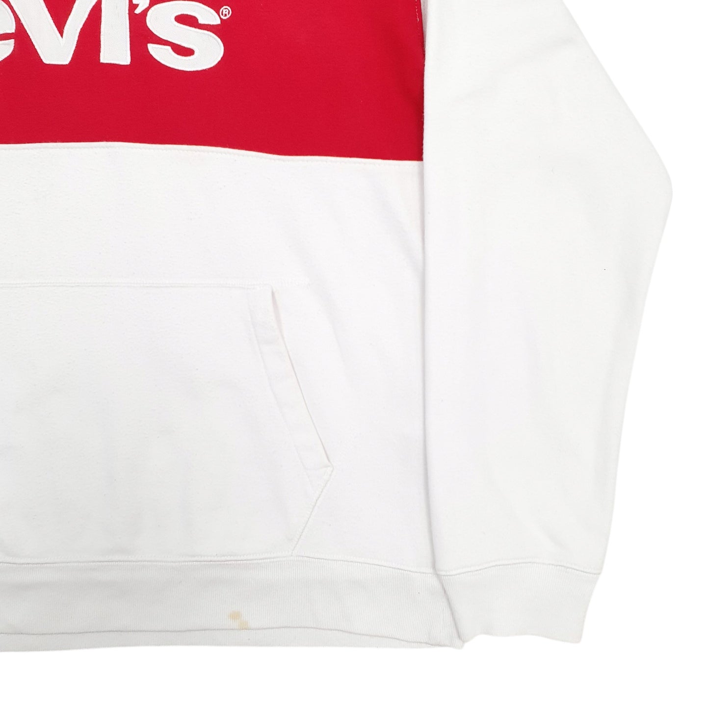 Mens White Levis Spellout Hoodie Jumper