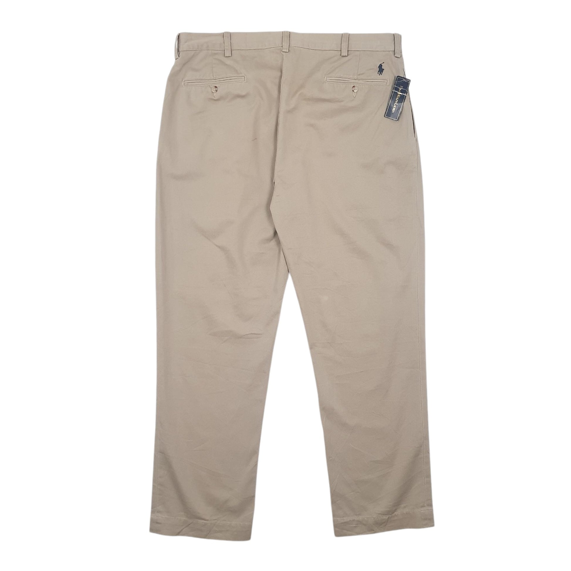 Mens Beige Polo Ralph Lauren Double Pleated Ethan Pants Chino Trousers