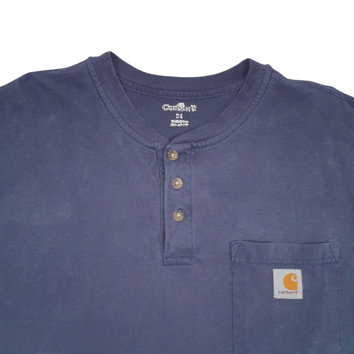 Mens Navy Carhartt Henley Long Sleeve T Shirt