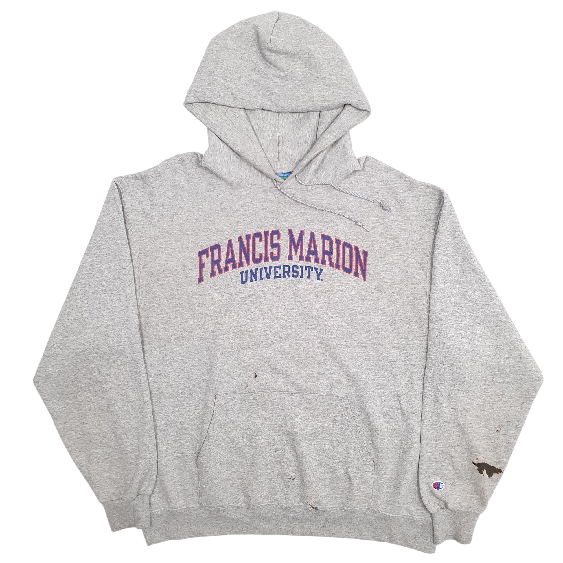 Mens Grey Champion Francis Marion University Spellout Hoodie Jumper