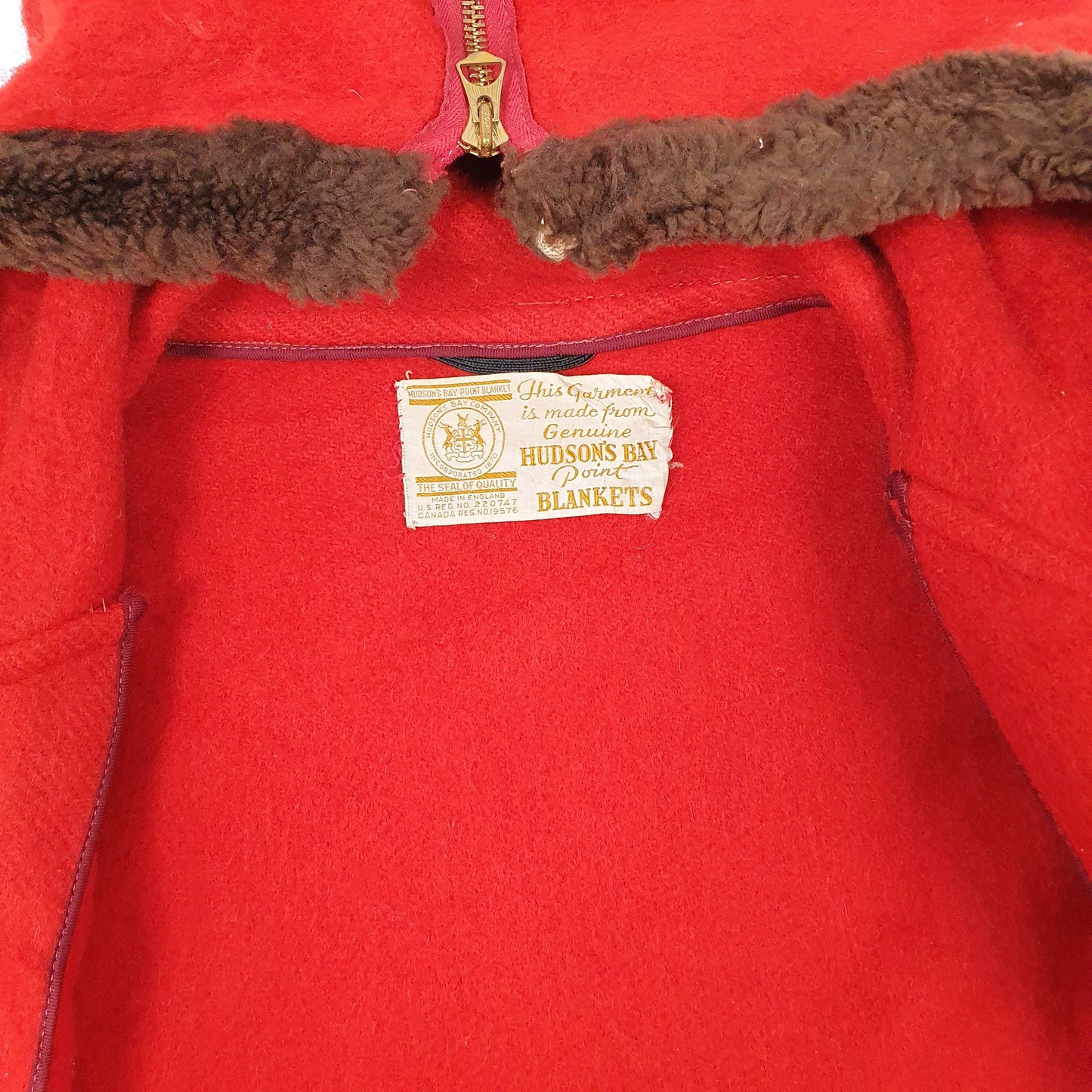 Mens Red Hudson Bay Vintage 1940s 50s Point  Coat