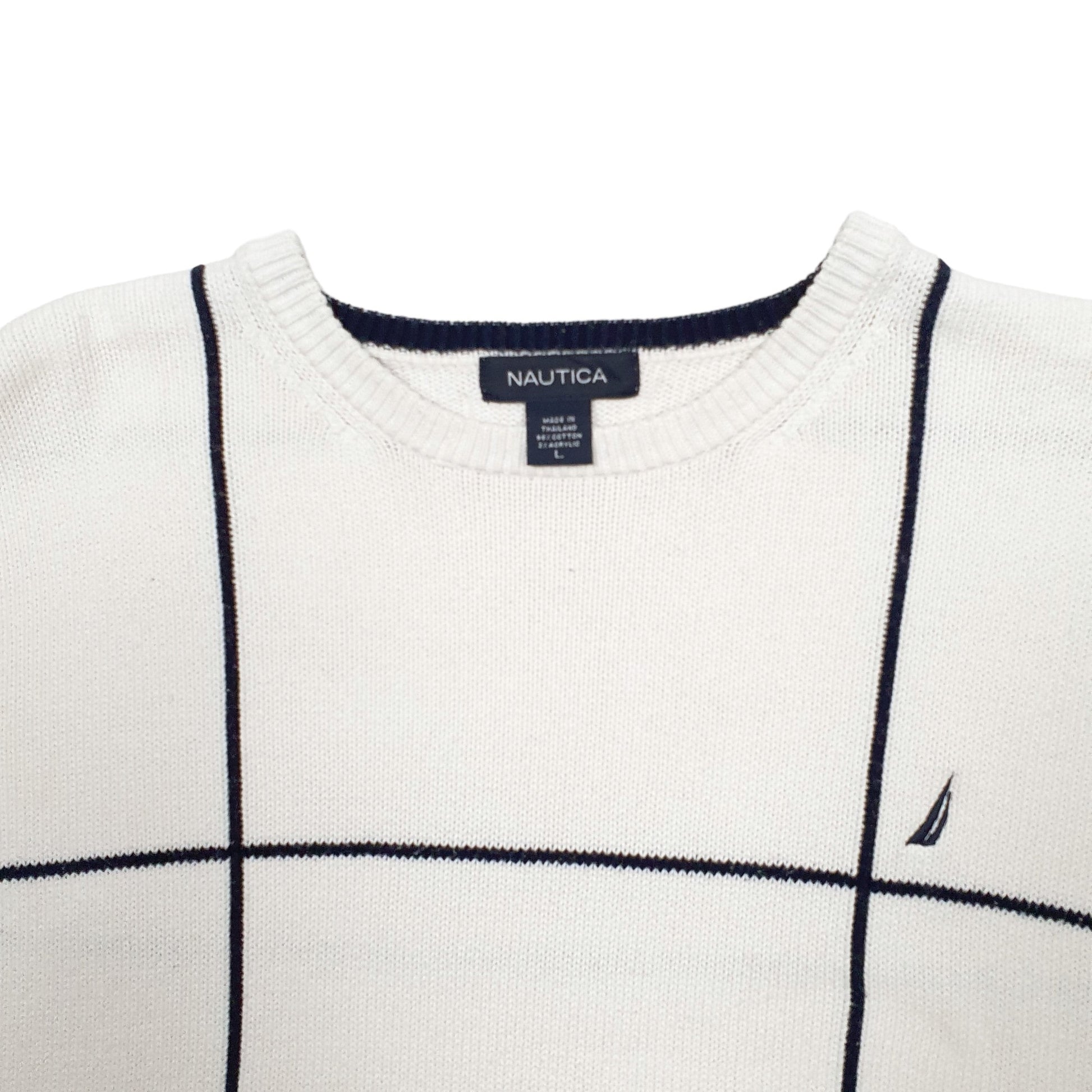 Mens White Nautica Knit Crewneck Jumper