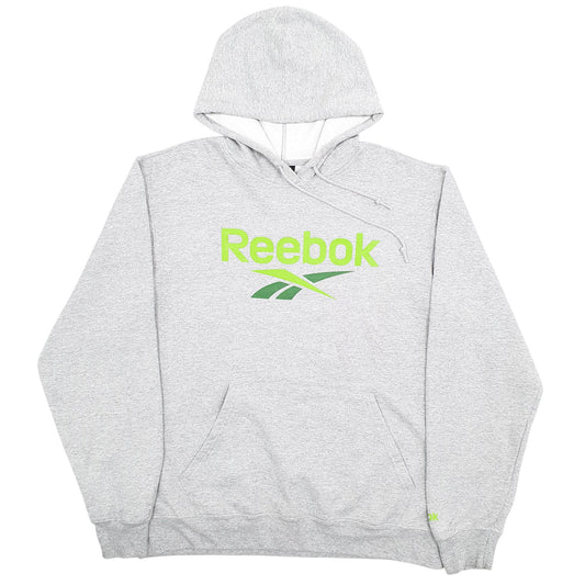Mens Grey Reebok Spellout Hoodie Jumper