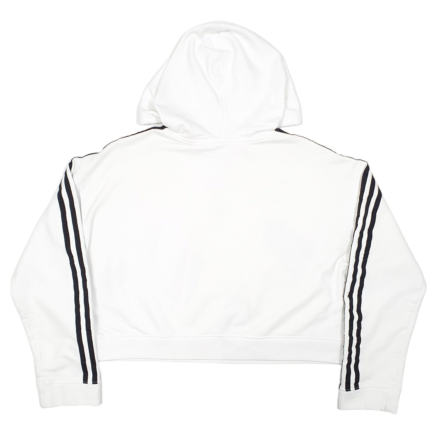 Womens White Adidas Cropped Hoodie Jumper