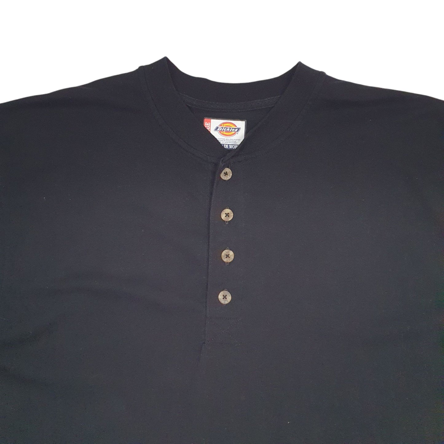 Mens Black Dickies Henley Short Sleeve T Shirt